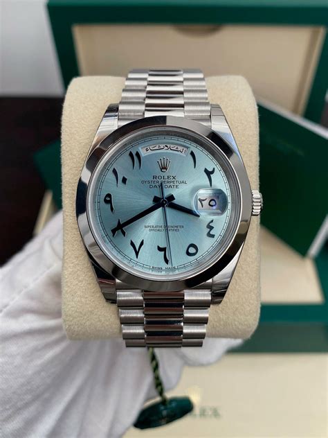 rolex arabic day date replica|rolex day date platinum 40mm.